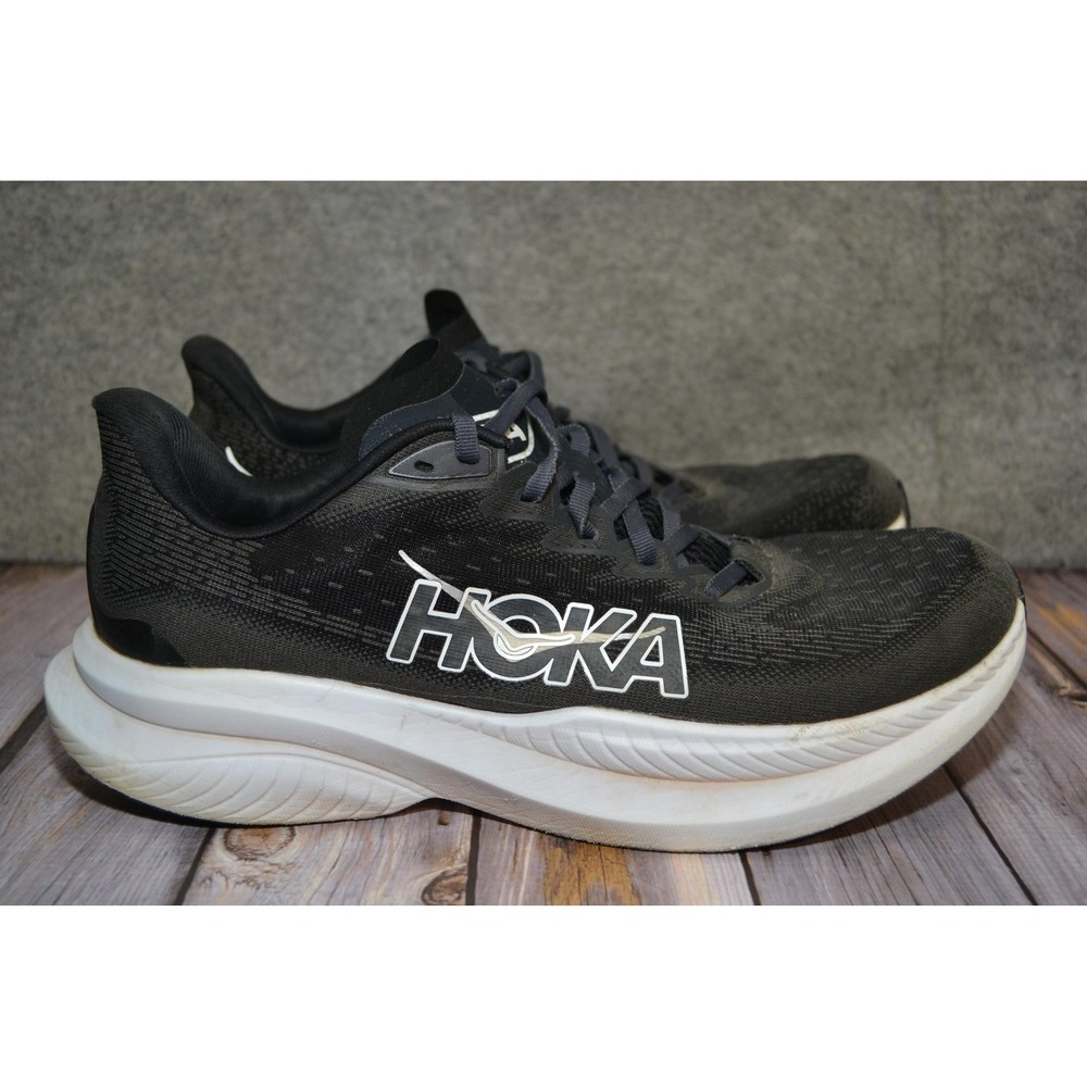 Hoka‎ One One Mach 6 Shoes Mens 11D Black White Running Sneakers 1147790 BWHT